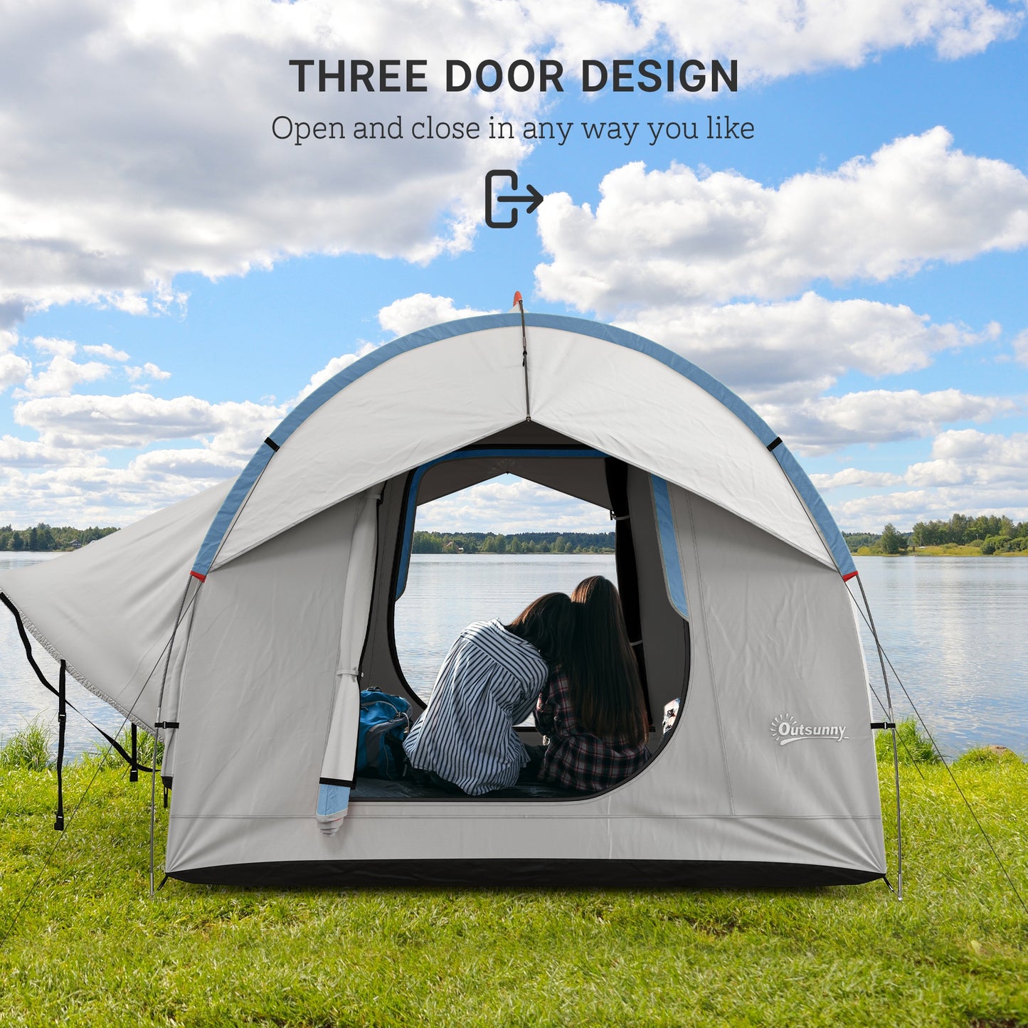 2000mm Waterproof SUV Tent, Car Tent with 3 Doors and Mesh Window, for 5-6 Person Camping Travel, Grey and Blue