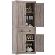 Long Standing Kitchen Cabinet w/ 2 Drawers MDF Board, Wood Grain