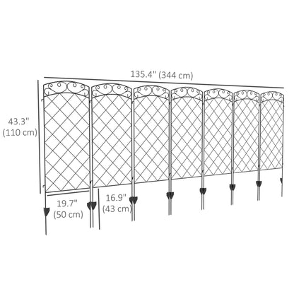 7 Pack Garden Fencing for Yard, Decorative Fence Panels as Animal Barrier and Flower Edging, Black